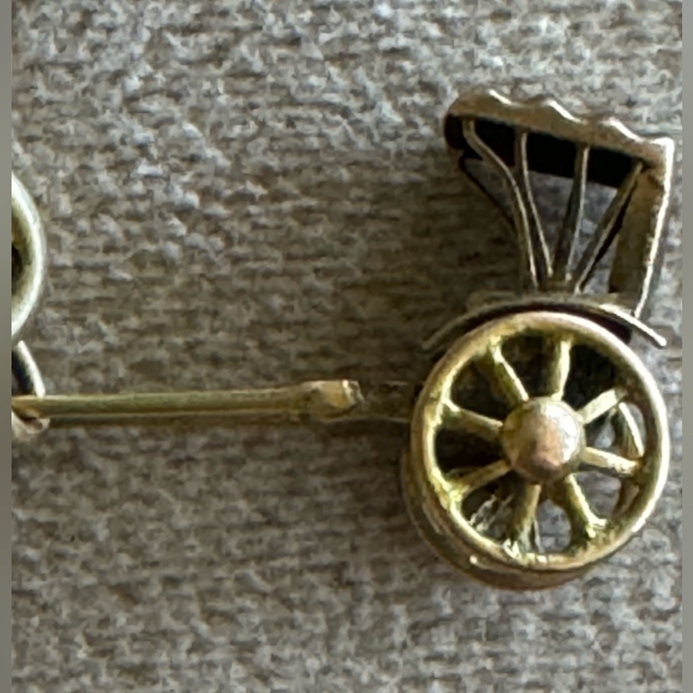 RARE FIND 14ct Gold Tuc Tuc Rickshaw Pendant Charm Moveable Wheels